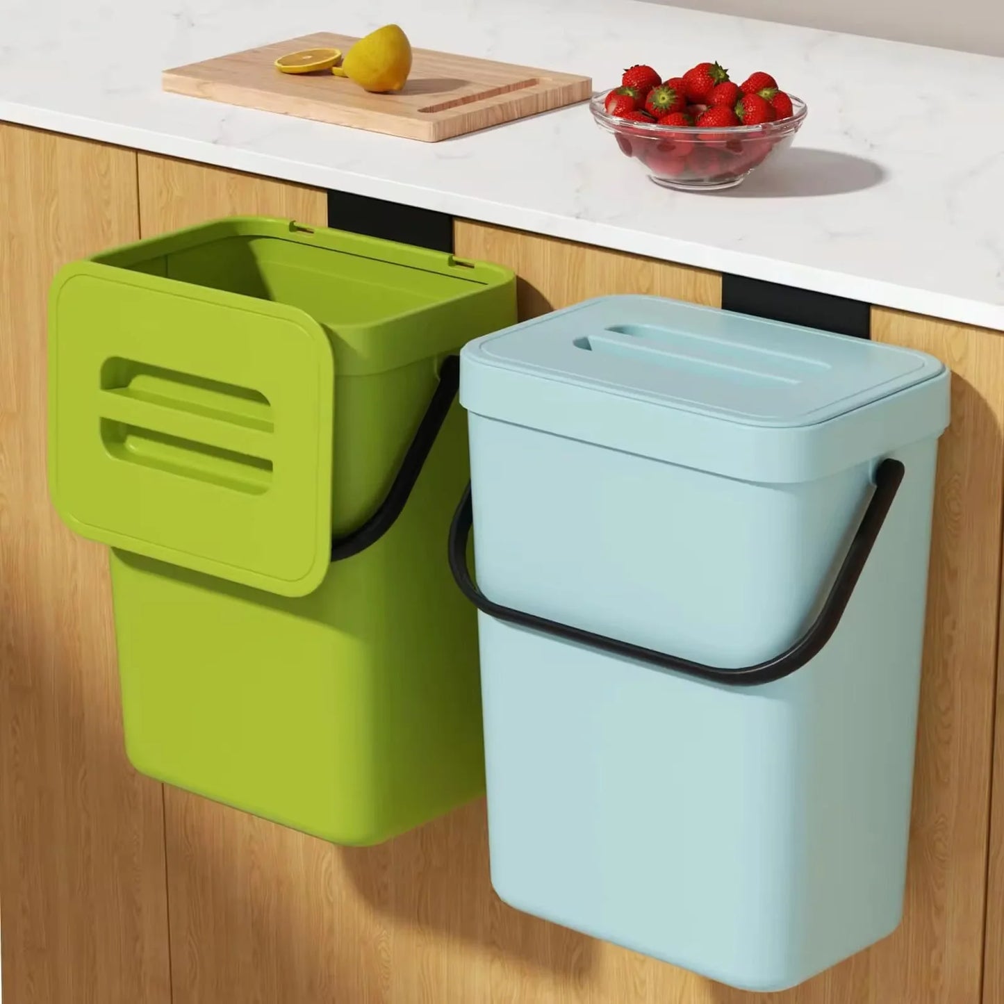 Food Waste Basket Bin for Kitchen, Small Countertop Compost Bin with Lid.