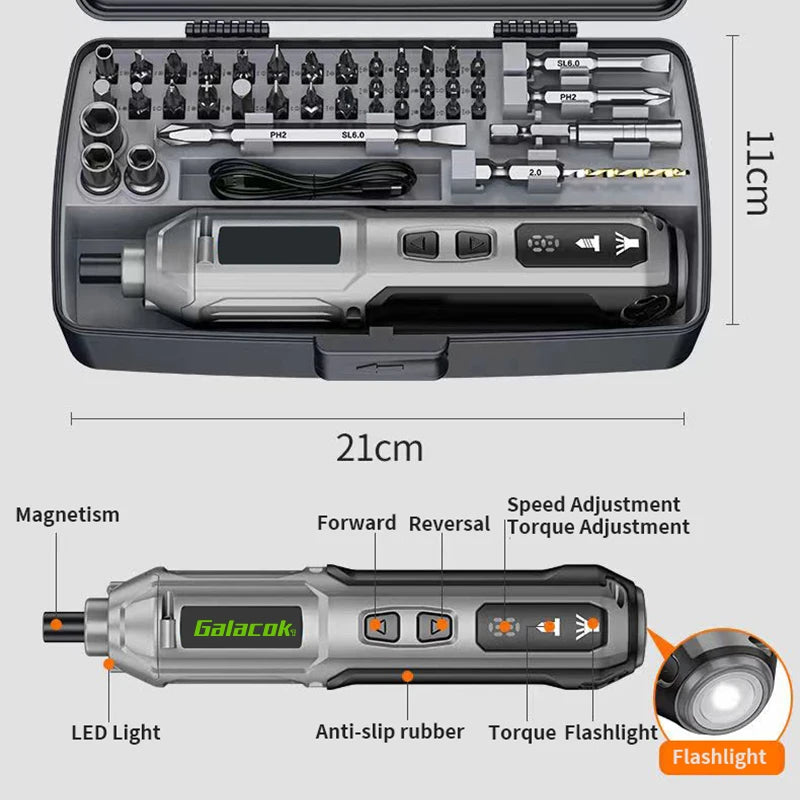 41 in 1 Precision Electric Screwdriver Set Cordless Power Repair Tool with LED