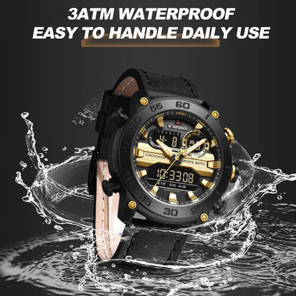 NAVIFORCE Watch Men's Casual Waterproof Sport Quartz Dual Display