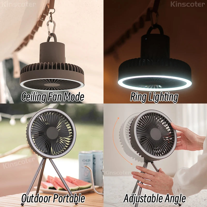 Power Bank, Fan and LED Light. Rechargeable Wireless Fan.