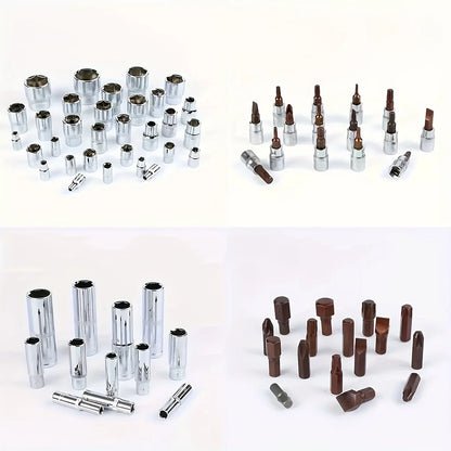 53 pcs Drive Socket Set, SAE and Metric Hex Bit Socket Set, Ratchet Wrench.