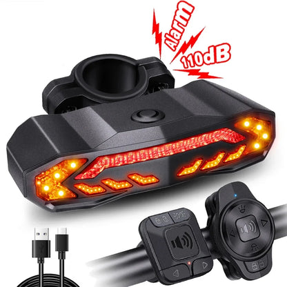 Rear Light Alarm Set Waterproof Rechargeable Turn Signal + Brake Light*