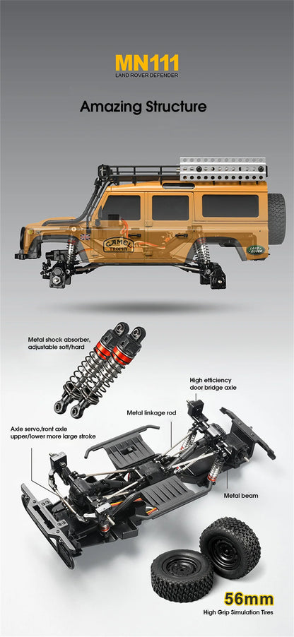 MN 111 Model RC CAR Crawler 1:18 Kit Assembled 4WD Off Road Vehicle Led Lights