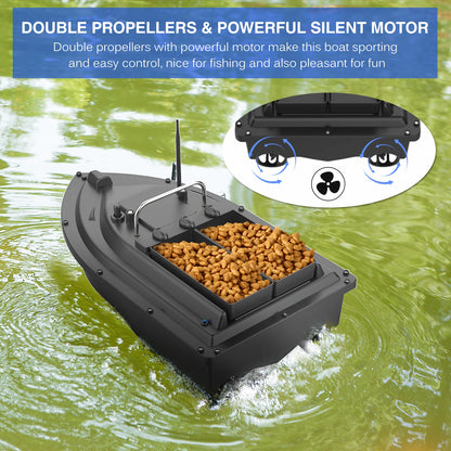 🐟 Bait Boat with Double Bait Containers 400-500m Remote Range 🐟