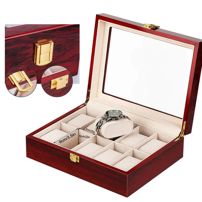 Luxury Wooden Watch Box 1/2/3/5/6/10/12 Grid Watch Organizer.