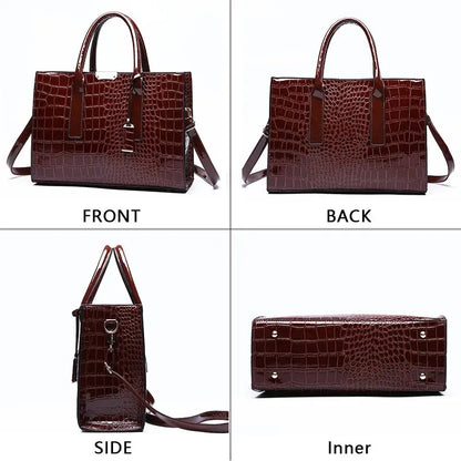 Handbag Crocodile Print Adjustable Strap Top Handle