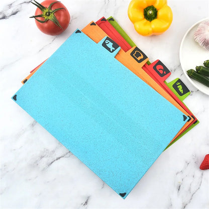 4pcs Color-Coded Cutting Board Set with Holder High-Quality Wheat Straw Perfect for Kitchen and Dining Multi-Use Chopping Block