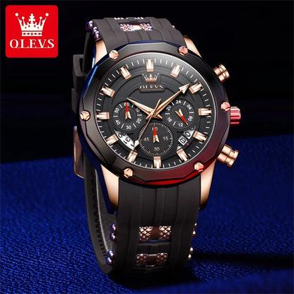 OLEVS Waterproof Luxury Quartz Wristwatch with Silicone Strap