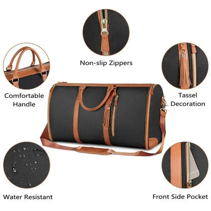 Travel Bag PU Leather Large Capacity Foldable Waterproof.