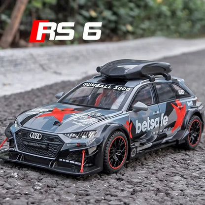 1:24 Audi RS6 DTM Modified Vehicle Alloy Model Wheel Steering Sound and Light*