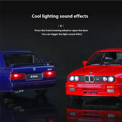 1:24 1988 BMW M3 E30 Sports Car Model Diecast Classic Car. Sound & Lights