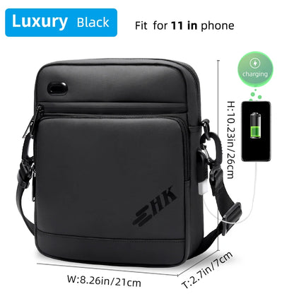 Heroic Knight Man Shoulder Bag Business Bag For Men Handbag Fit 9.7 Inches ipad USB Charging Port Crossbody Bag Simple Elegant