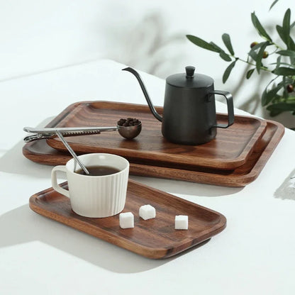 Japanese Acacia Wooden Tray Solid Wood Tea Trays