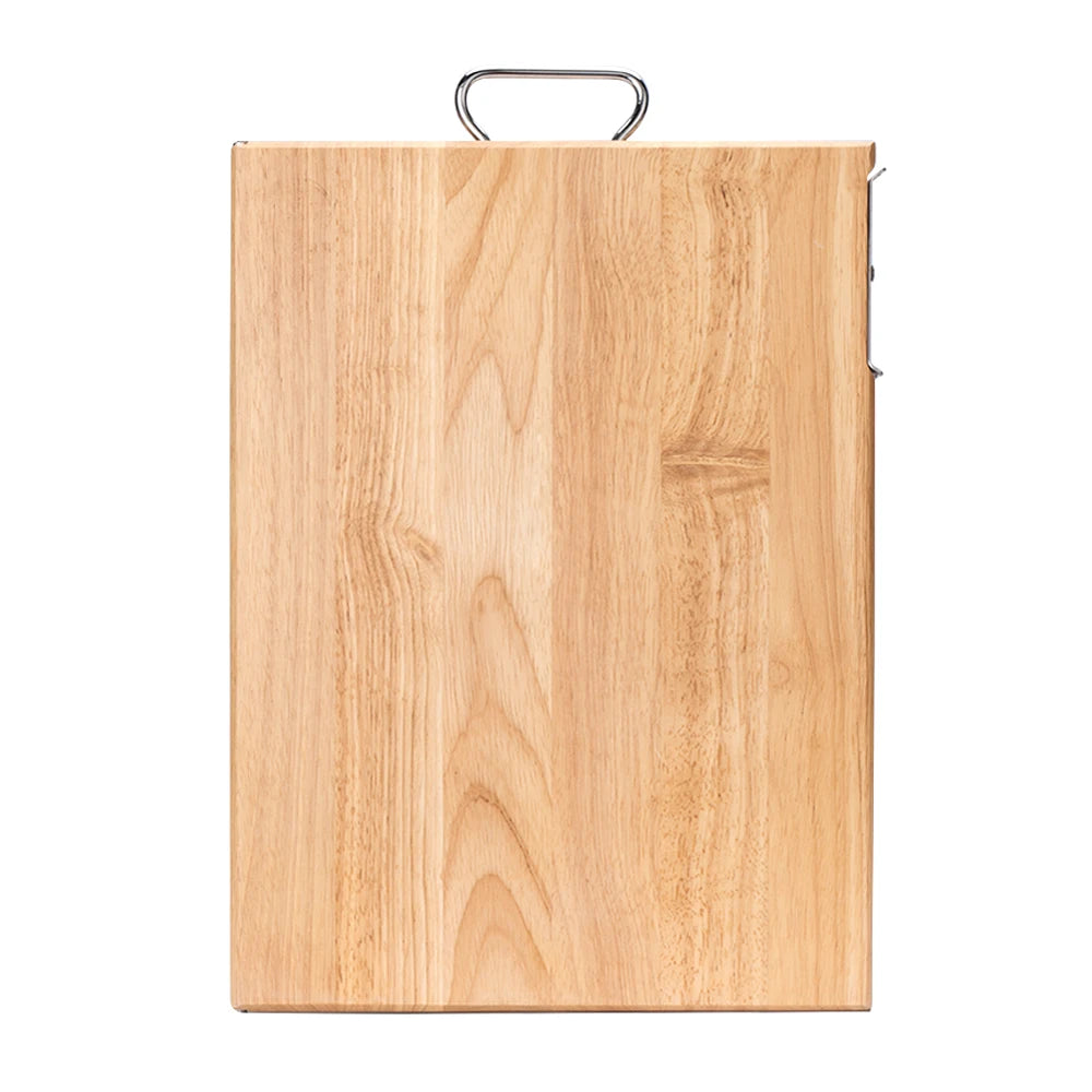 Vertical Rubber Wood Chopping Board Kitchen Chopping Block Double-sided Use Cutting Board with Hook Knife Rack Solid Wood Plate