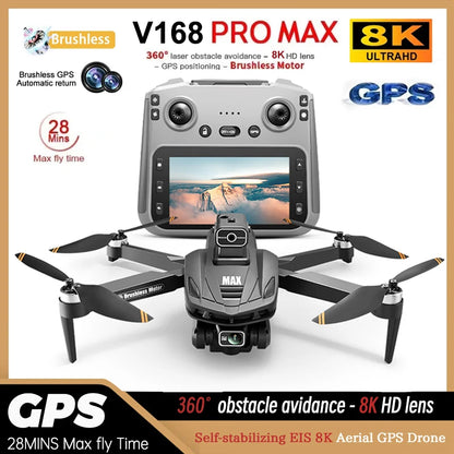 Drone V168 MAX 2025 New + Screen Remote 5G Transmission GPS 8K Pro Camera