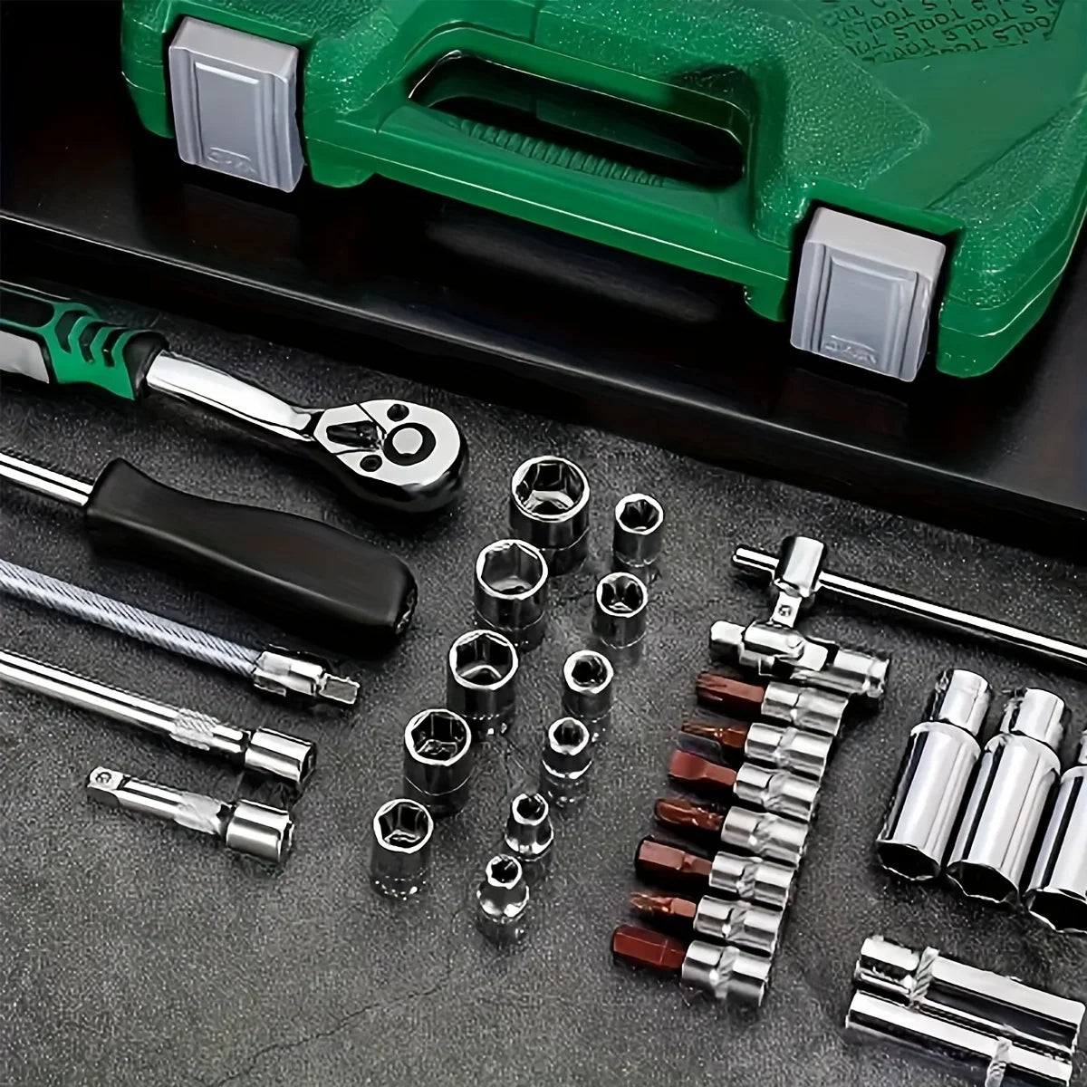 53 pcs Drive Socket Set, SAE and Metric Hex Bit Socket Set, Ratchet Wrench.