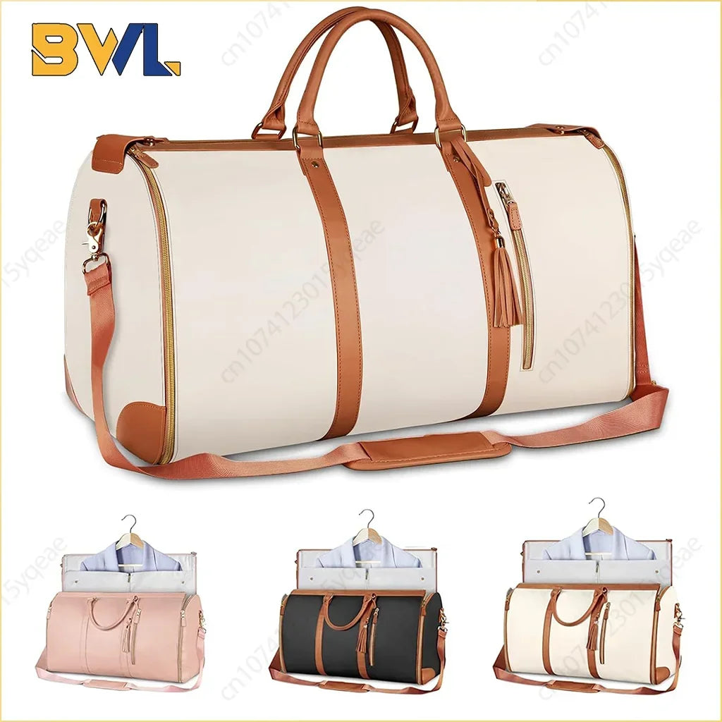 Travel Bag PU Leather Large Capacity Foldable Waterproof.