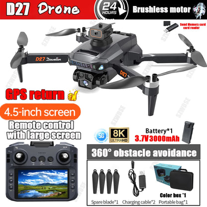 💚 Drone D27 PRO GPS with Large Screen Control 8K HD 28 Mins Flight 💚