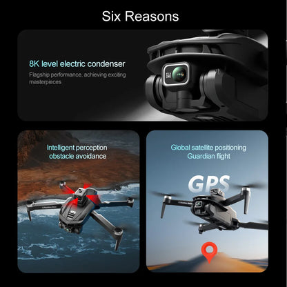 V168 Drone Pro Three Camera 8K Wide Angle GPS Four-way Obstacle Avoidance