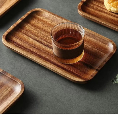 Tea Tray Rectangular Afternoon Tea Coffee Tray Simple Acacia Wood